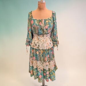 Anthropologie Figueroa & Flower Tiered Gypsy Prairie Dress Sheer w Lining. SMALL